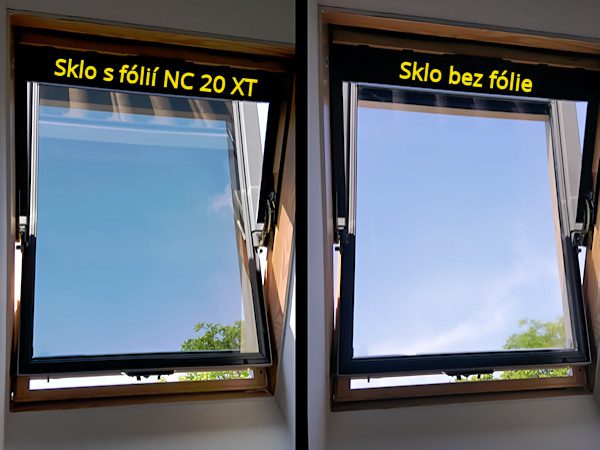 Porovnání fólie NC 20 XT se sklem bez fólie